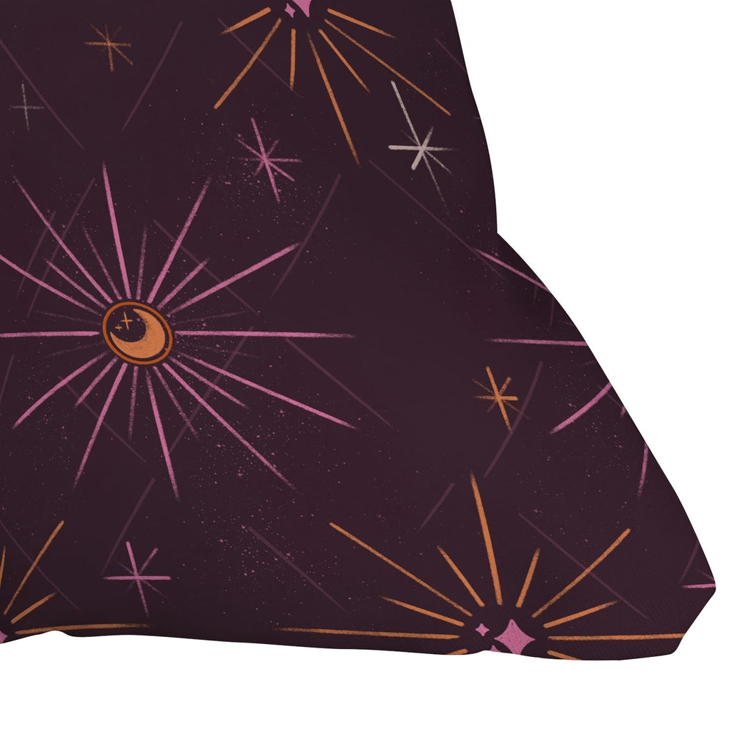 Little Om Pattern Little Moon plum Outdoor Throw Pillow