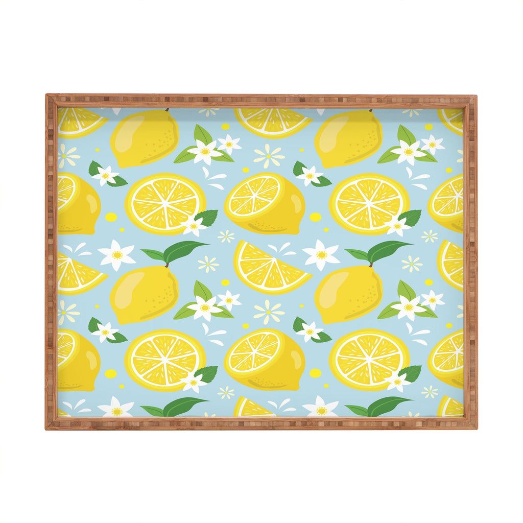 Design by Spark Lemony Fresh Florals Rectangular Tray