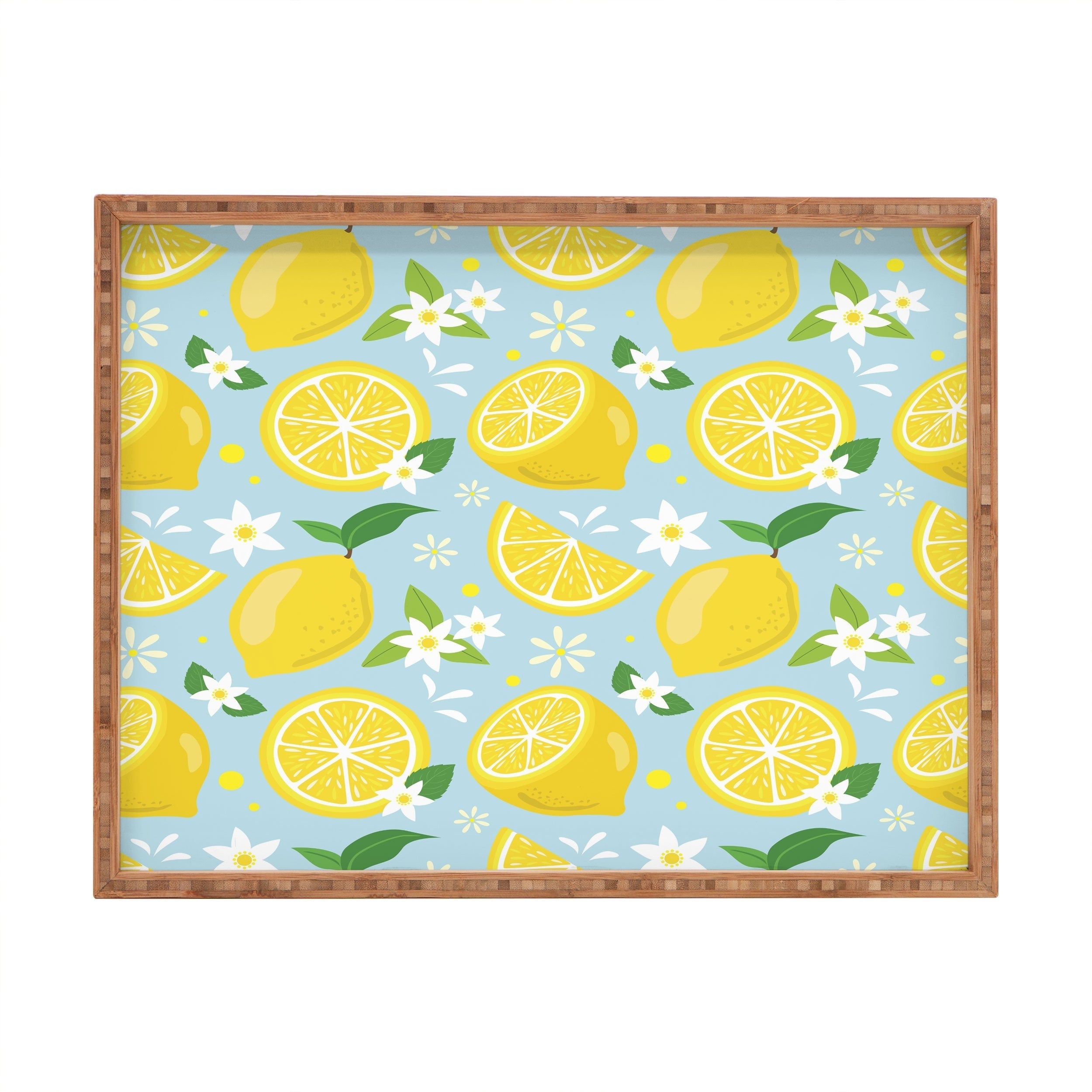Design by Spark Lemony Fresh Florals Rectangular Tray