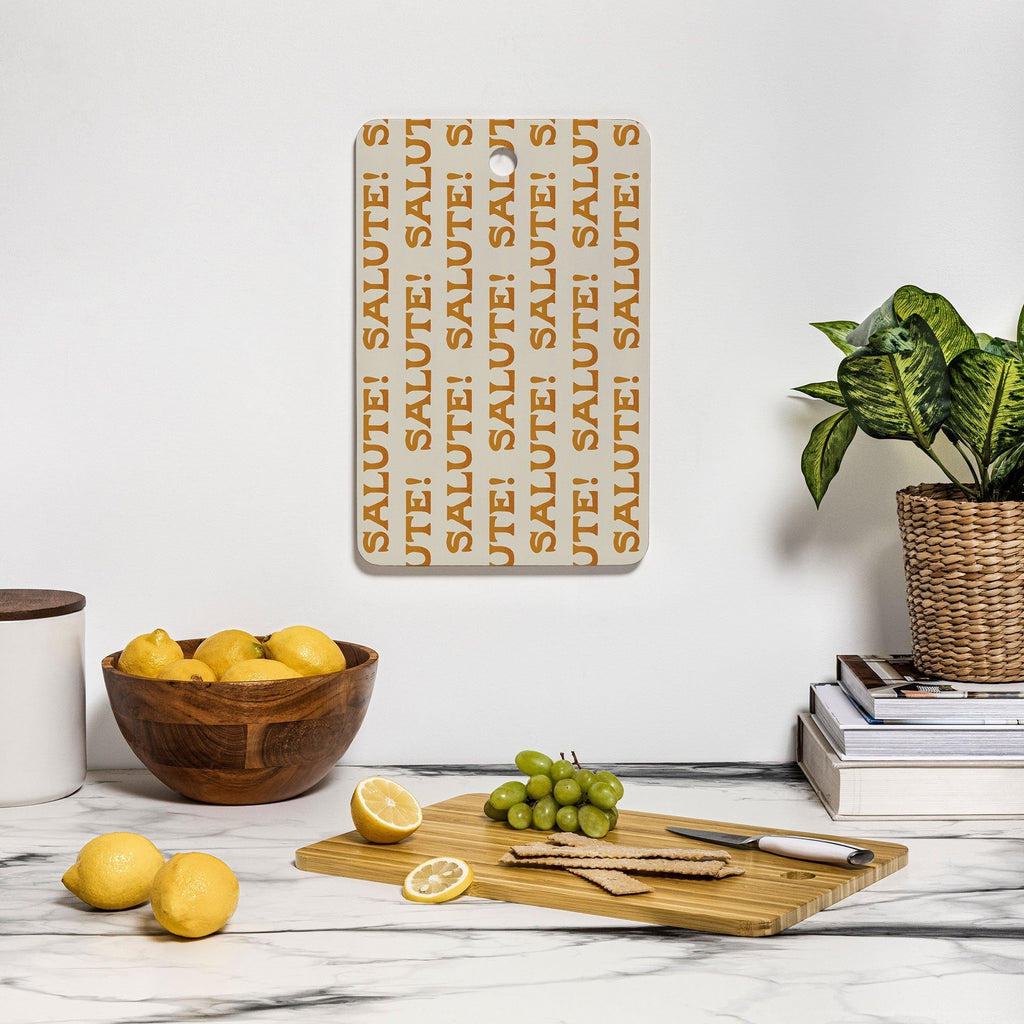 Jessica Molina Salute Gold Pattern on Cream Cutting Board Rectangle