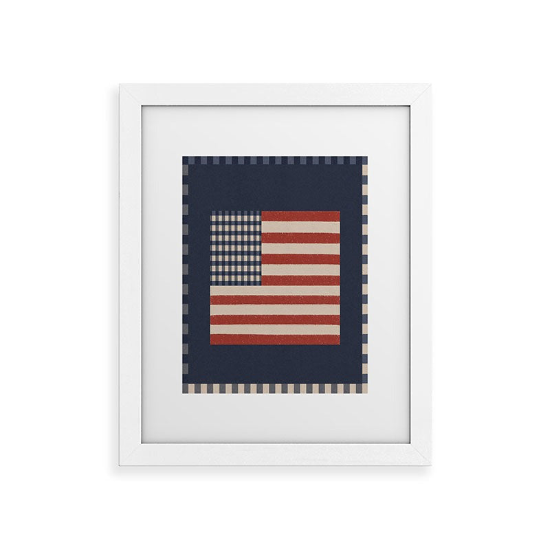 DENY Designs Gingham Flag Framed Art Print