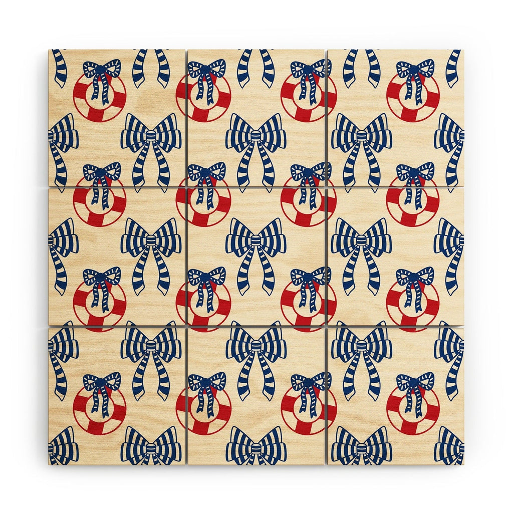 Design by Spark Nautical Christmas Bows Wood Wall Mural