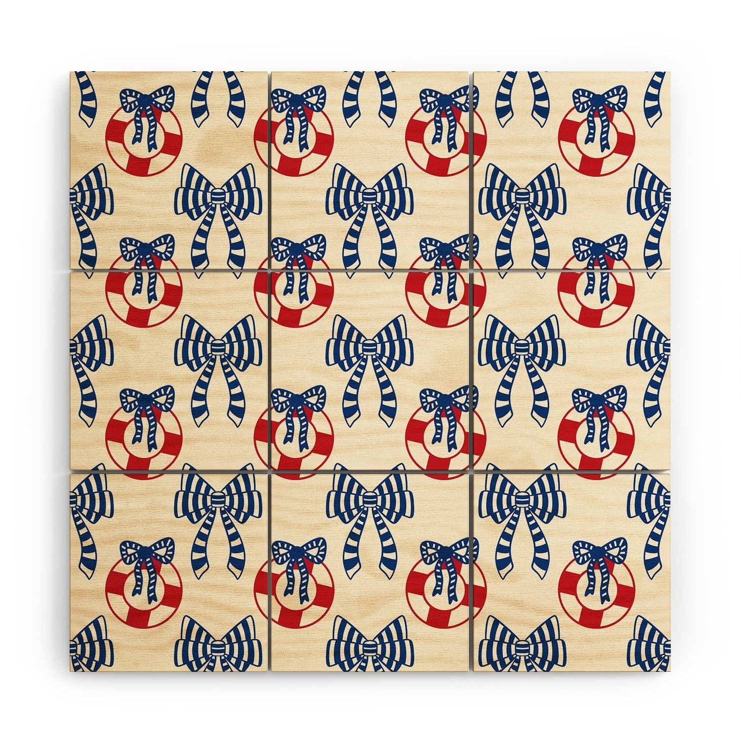 Design by Spark Nautical Christmas Bows Wood Wall Mural