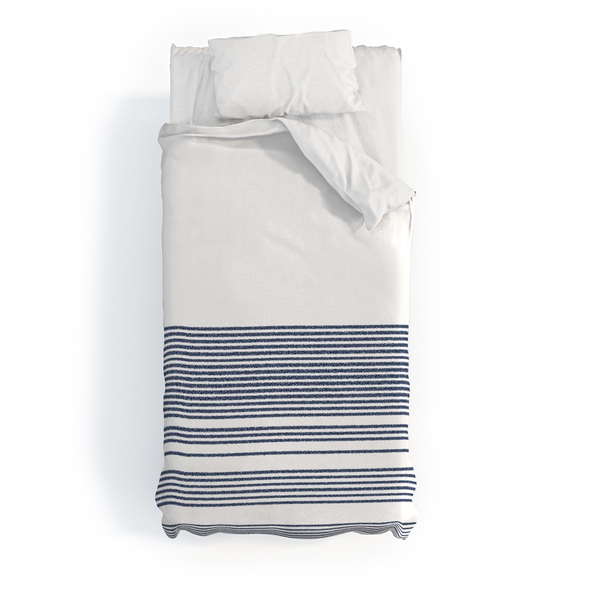 Kierkegaard Design Studio organic stripes naut navy blue and white Duvet Cover