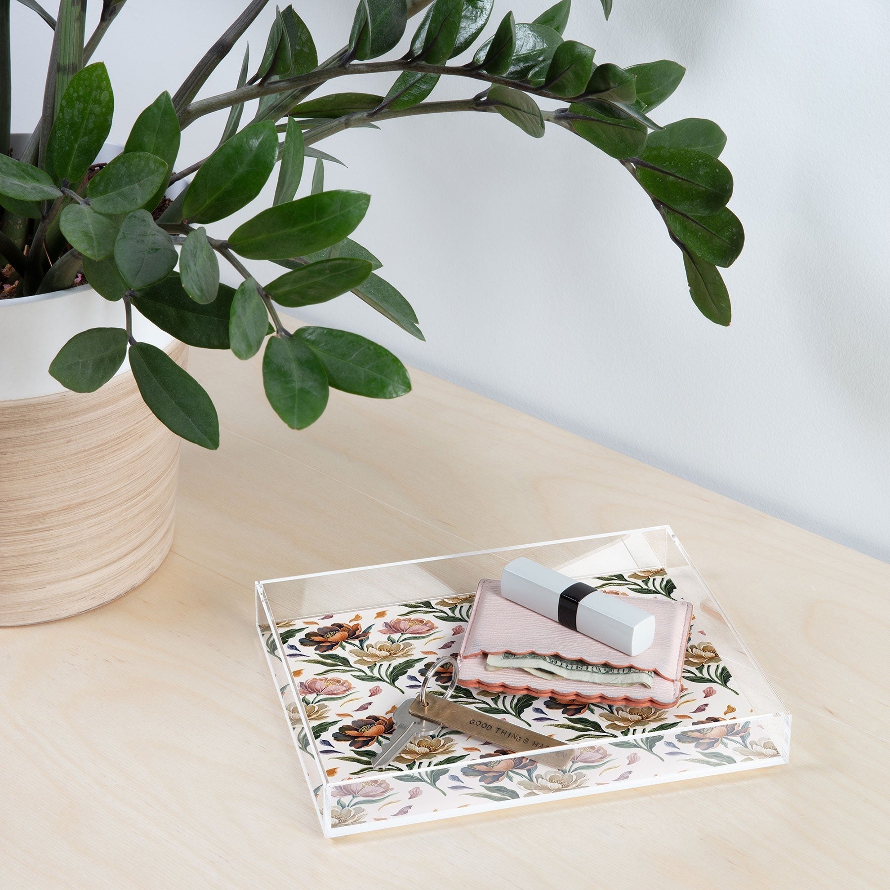 Marta Barragan Camarasa Hand Painted Peony Florals Acrylic Tray