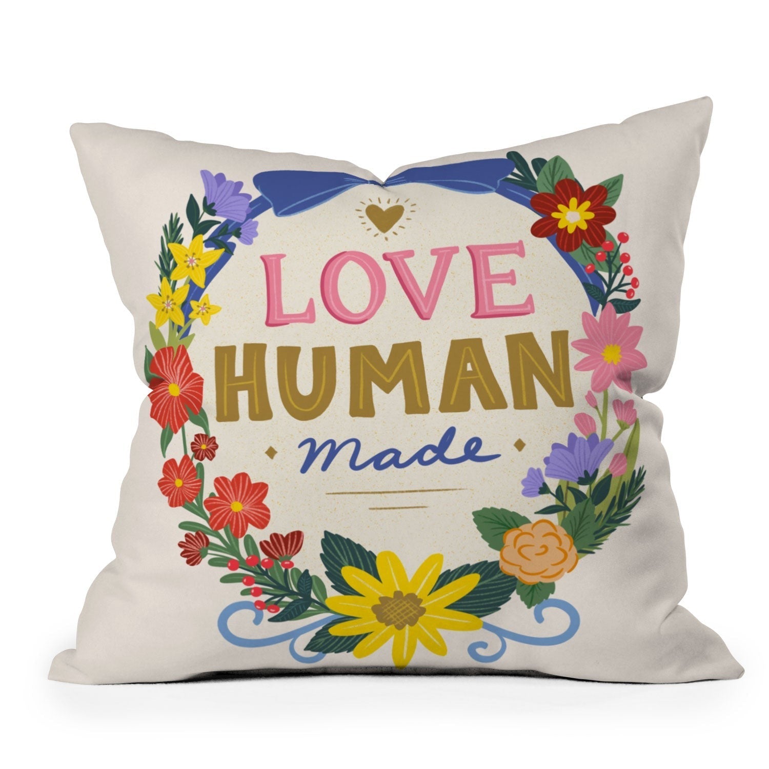 Design by Spark Love Human Made Floral Wreath Throw Pillow