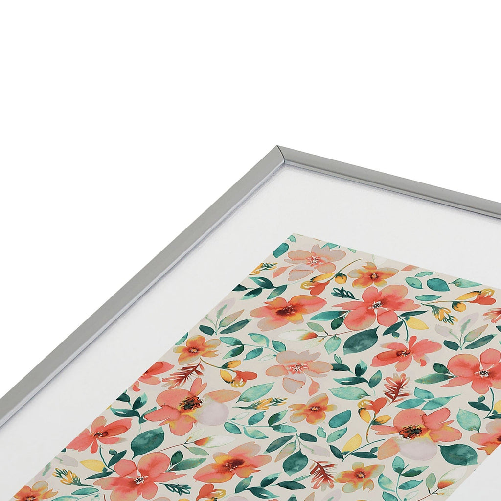 Ninola Design Botanic Retreat Tropical Whimsical Flowers Coral Green Metal Framed Art Print