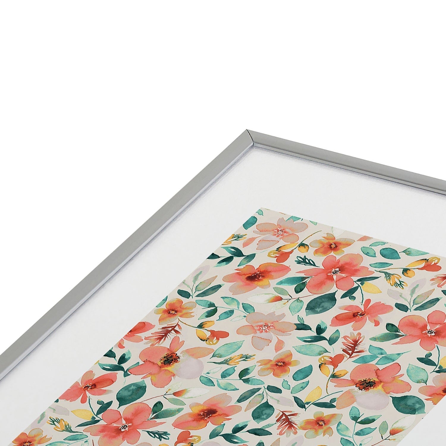 Ninola Design Botanic Retreat Tropical Whimsical Flowers Coral Green Metal Framed Art Print