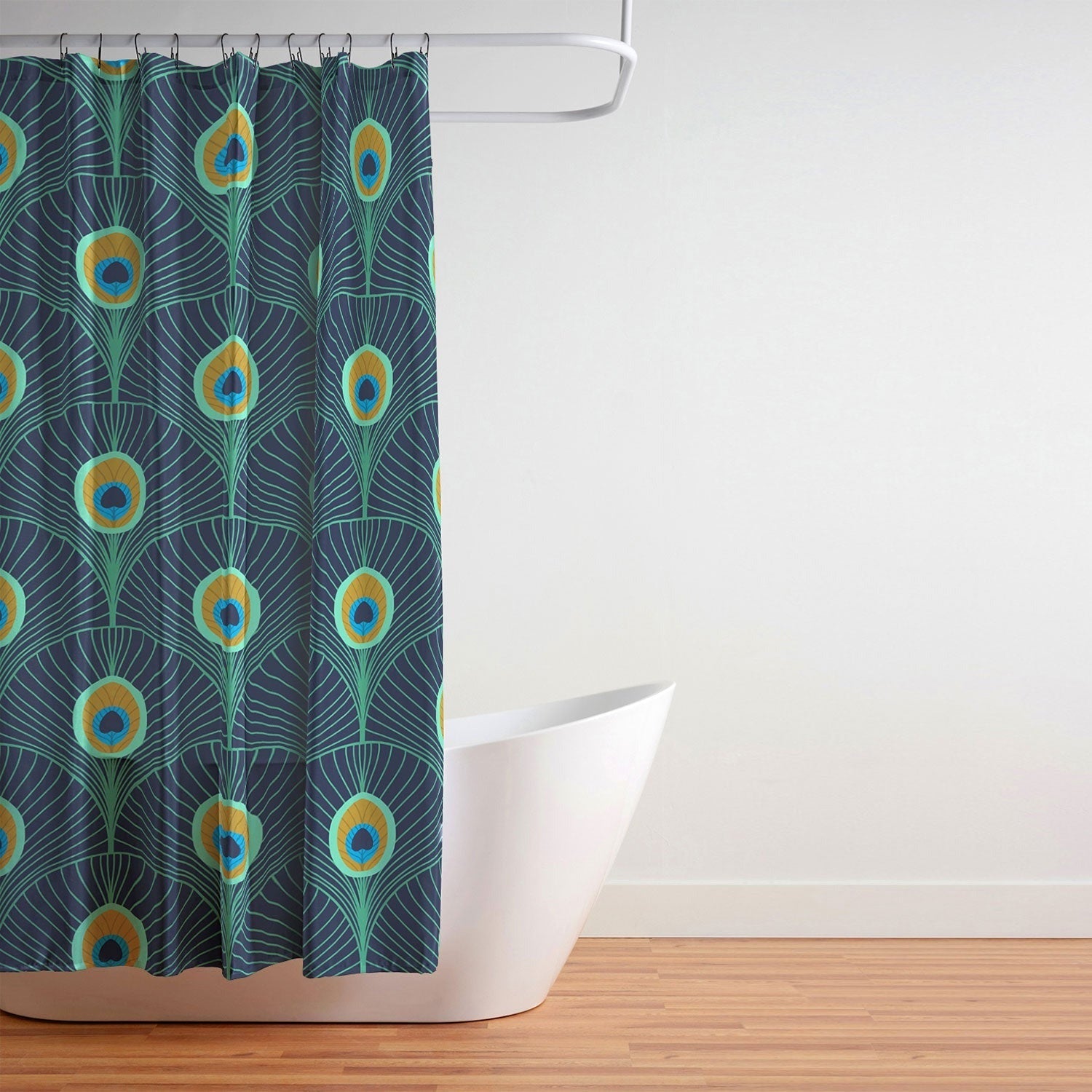 Design by Spark Peacock Deco Feathers Shower Curtain