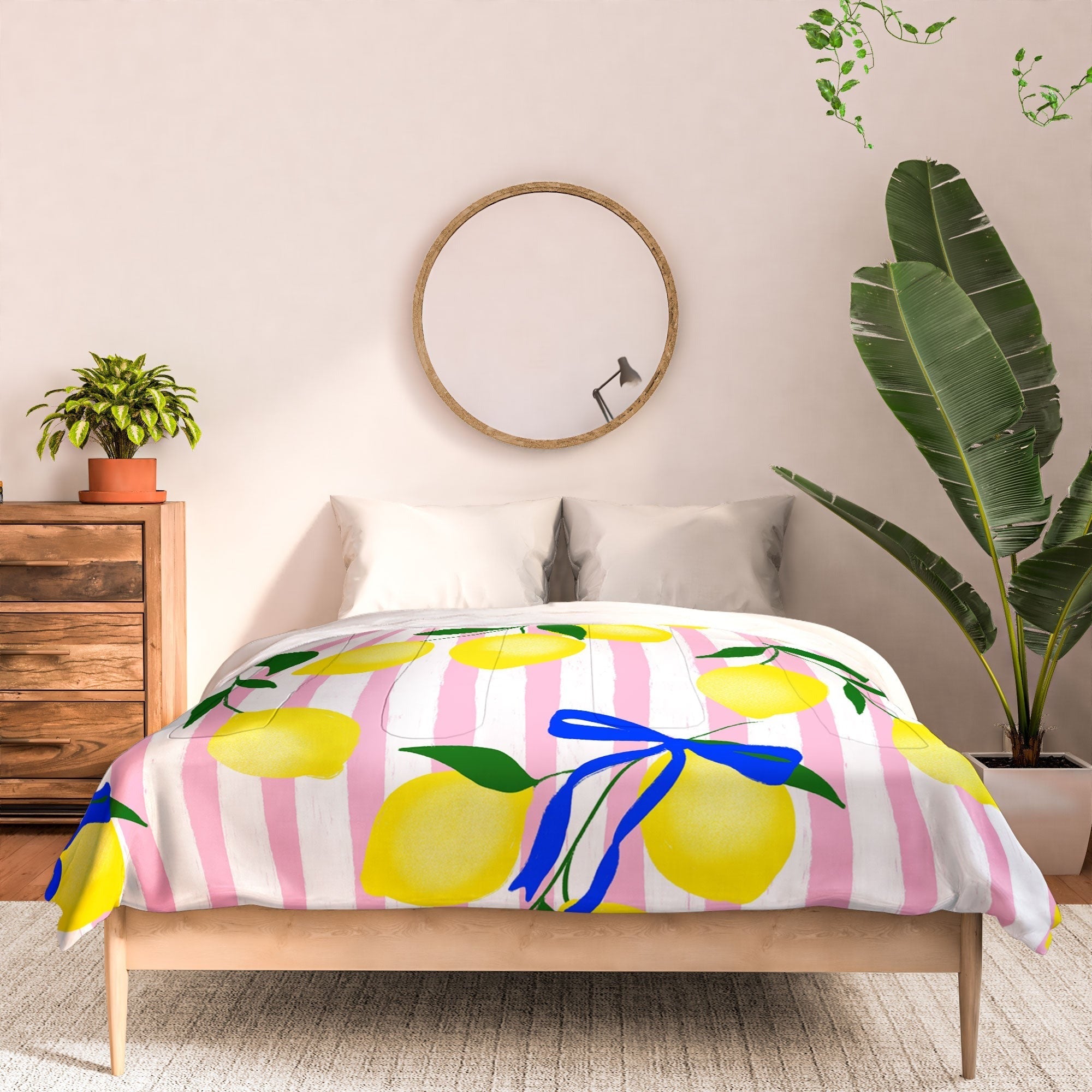 Design by Spark Zesty Lemons and Stripes Comforter