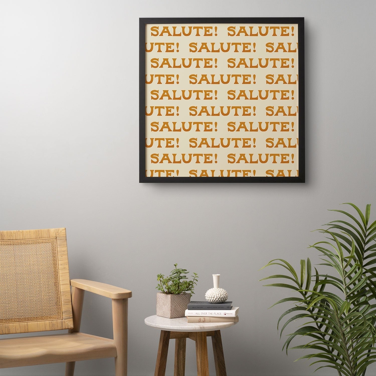 Jessica Molina Salute Gold Pattern on Cream Framed Wall Art