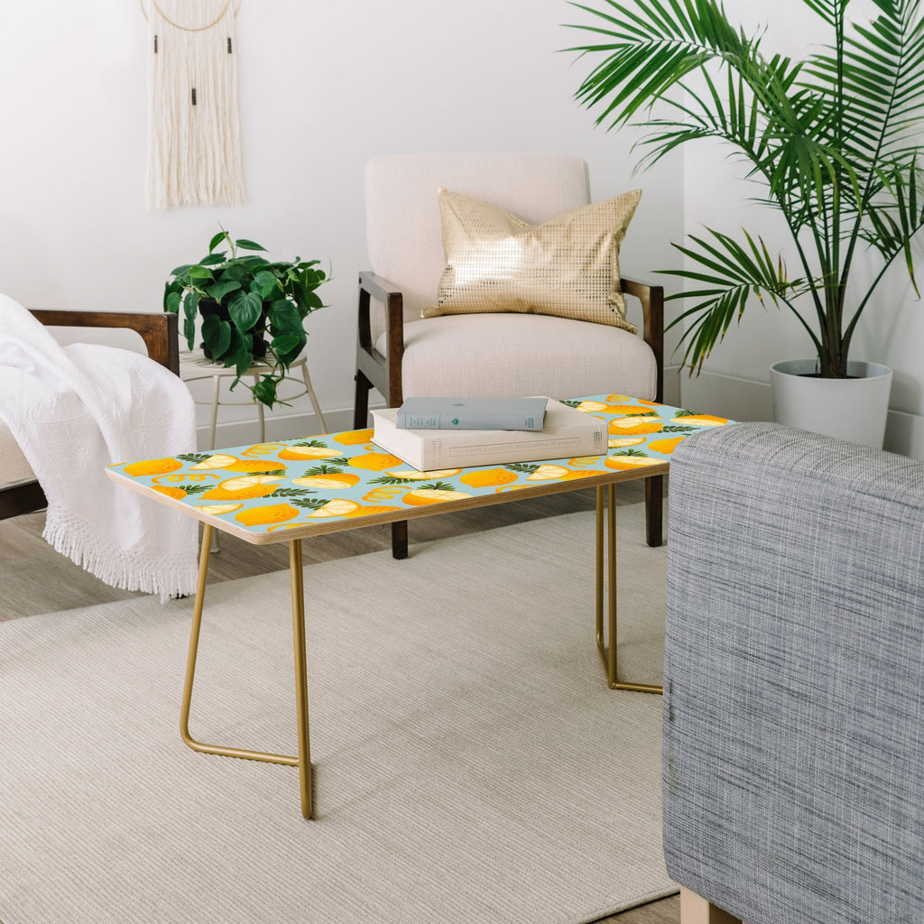 Jessica Molina Lemon Pattern on Sky Blue Coffee Table