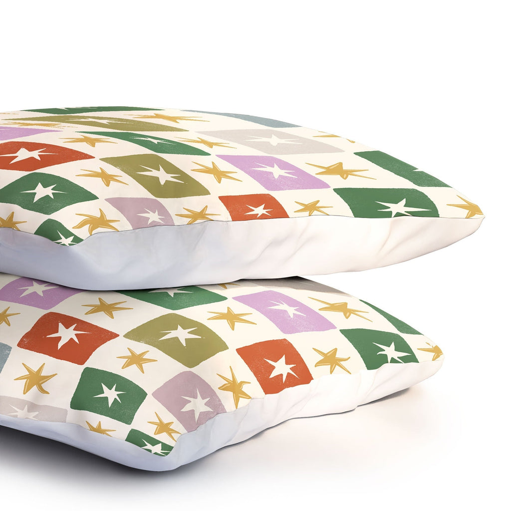 LouBruzzoni Retro Star Block Pattern Pillow Shams