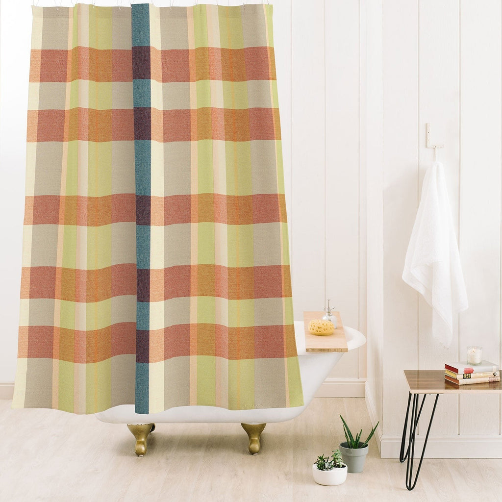 Marta Barragan Camarasa Retro Picnic Plaid Warm Tones Shower Curtain