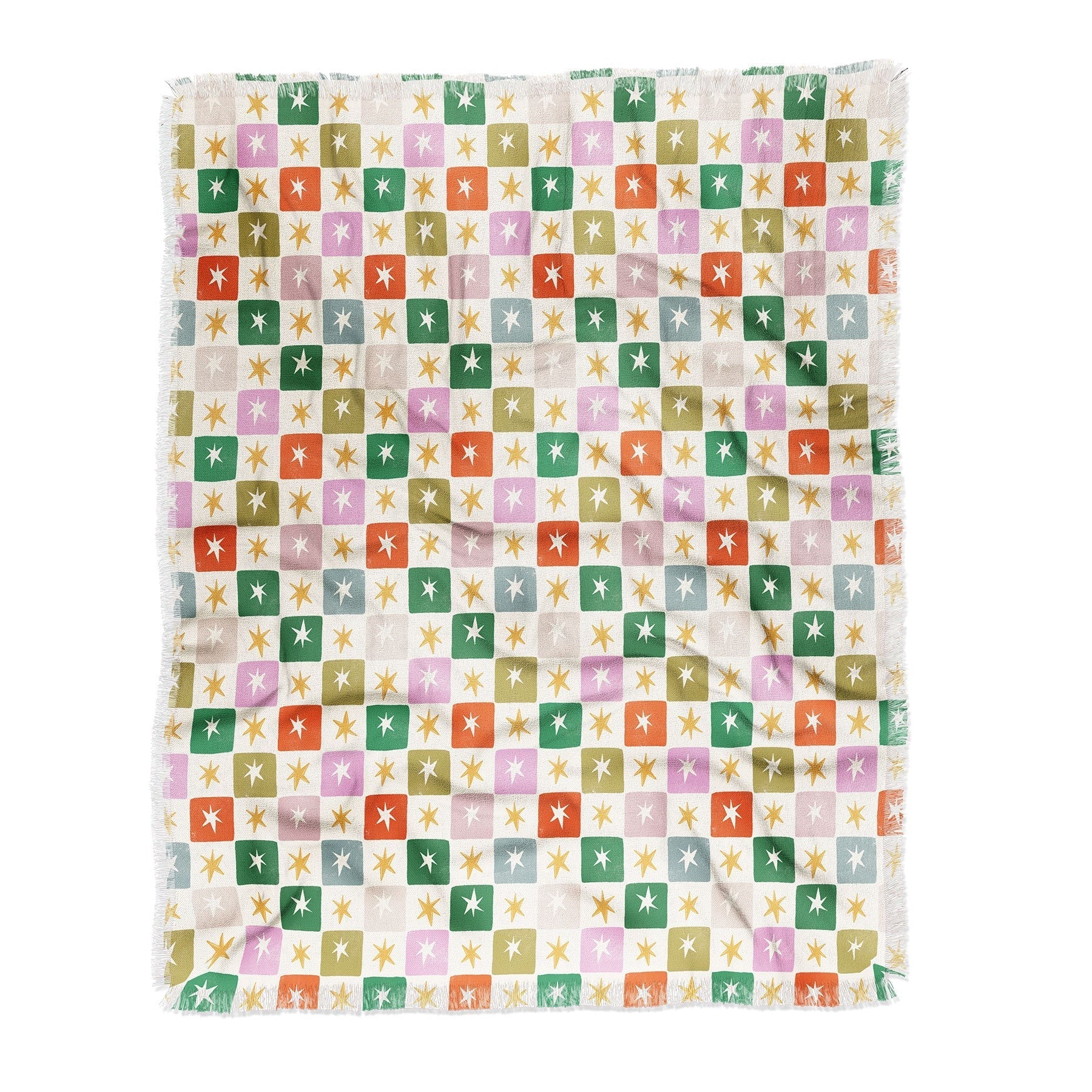 LouBruzzoni Retro Star Block Pattern Throw Blanket