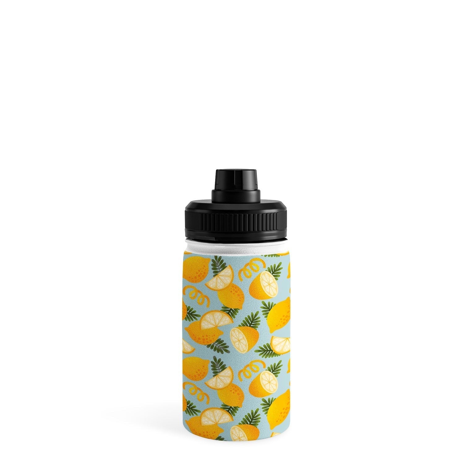Jessica Molina Lemon Pattern on Sky Blue Water Bottle
