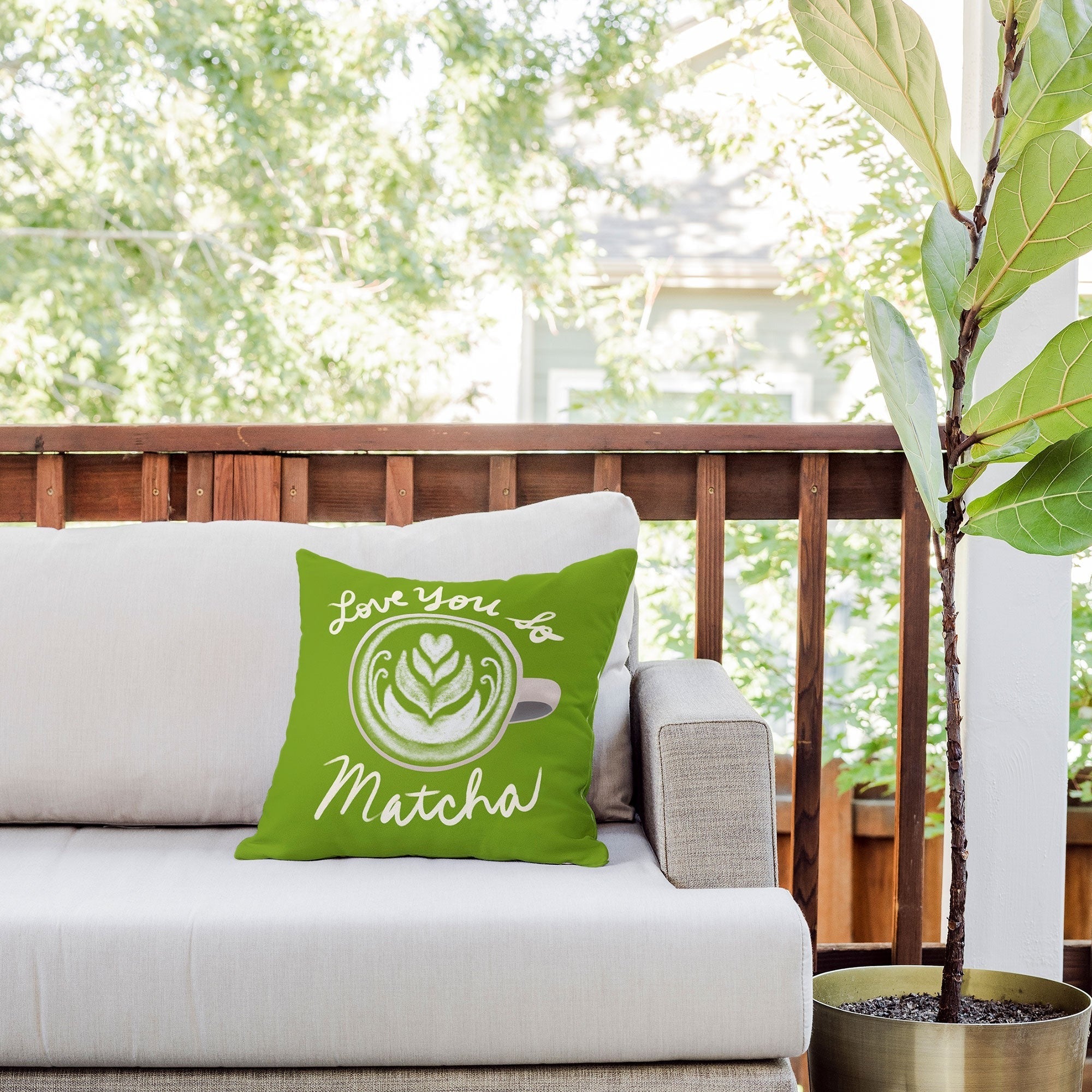 Design by Spark Love You So Matcha Outdoor Throw Pillow