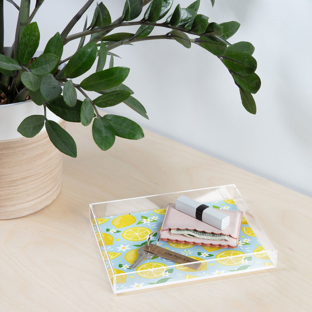 Design by Spark Lemony Fresh Florals Acrylic Tray
