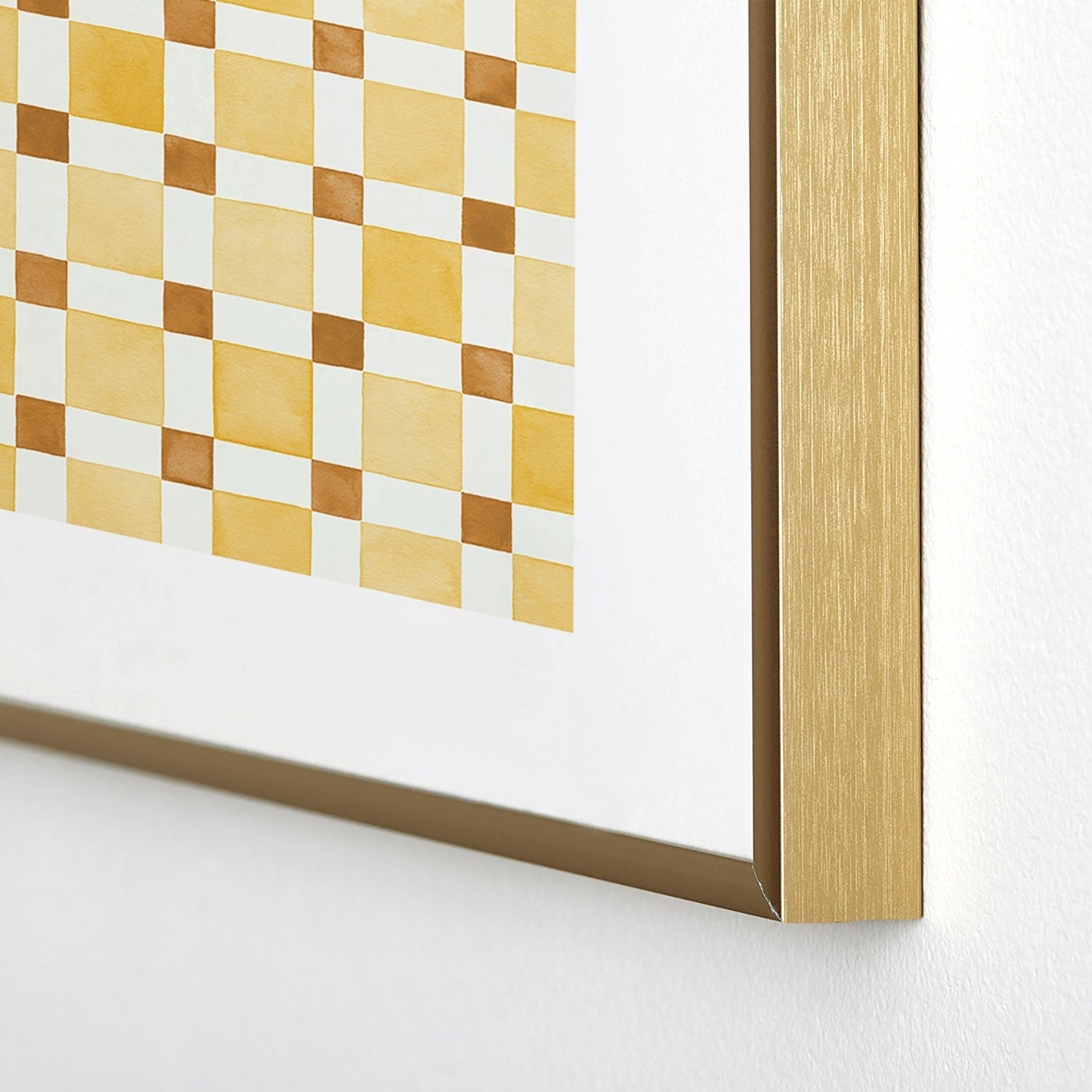 Ninola Design Everyday Artifact Checker Mosaic Tiles Geometry Yellow Metal Framed Art Print