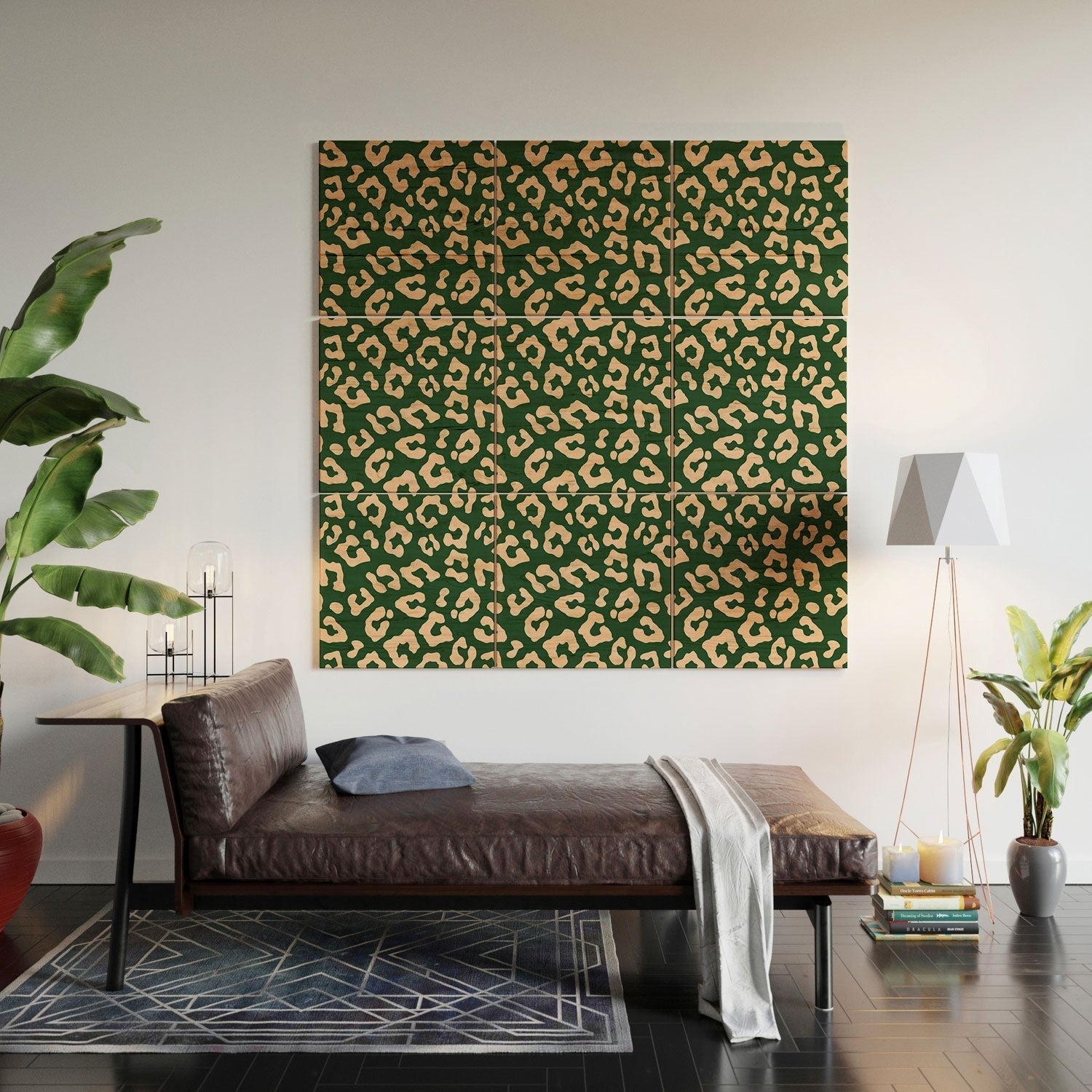 Avenie BR Cheetah Print In Green Wood Wall Mural