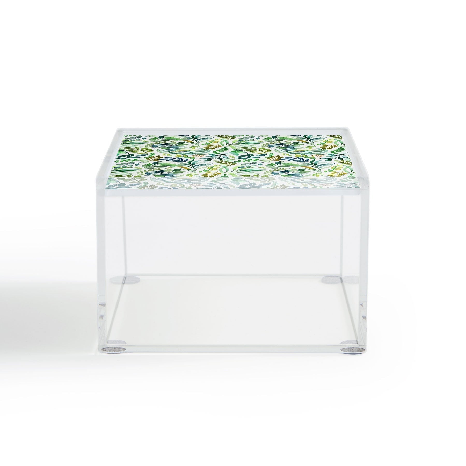 Ninola Design Botanic Retreat Loose Botanical Leaves Watercolor Green Acrylic Box