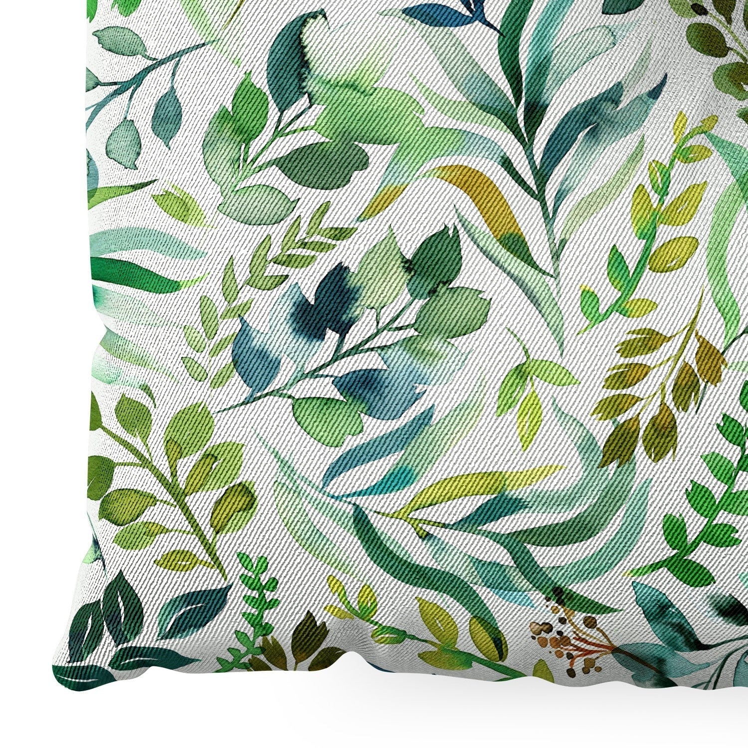 Ninola Design Botanic Retreat Loose Botanical Leaves Watercolor Green Floor Pillow Square