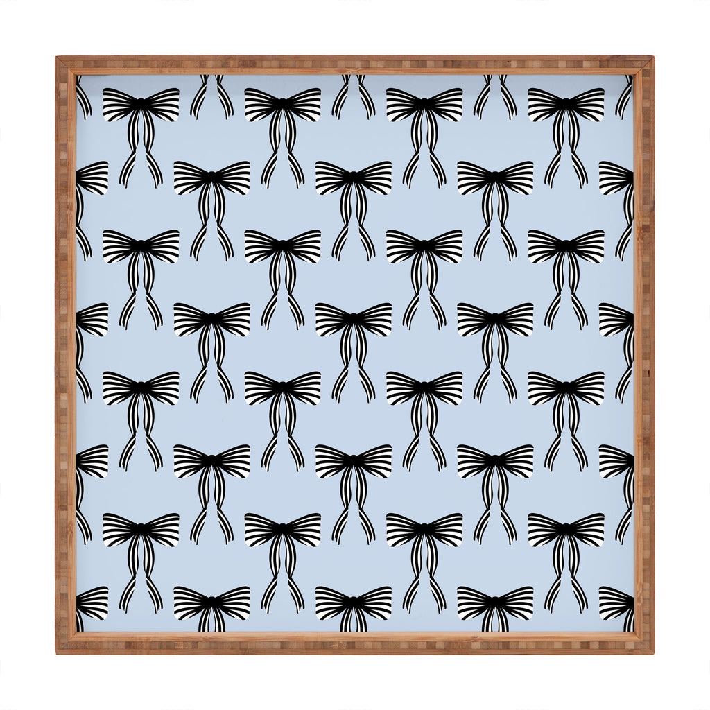 Design by Spark Black Striped Bows Square Tray