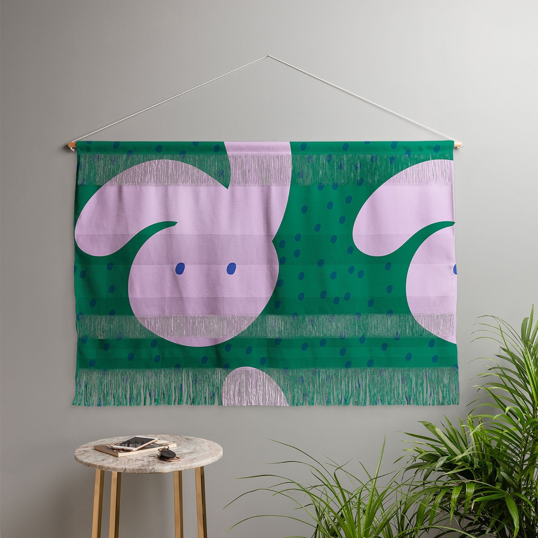 Camilla Foss Pebbles and Rabbit Wall Hanging Landscape