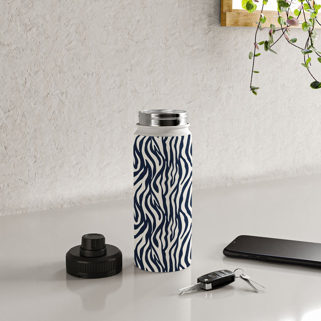 Avenie BR Navy Tiger Stripes Water Bottle