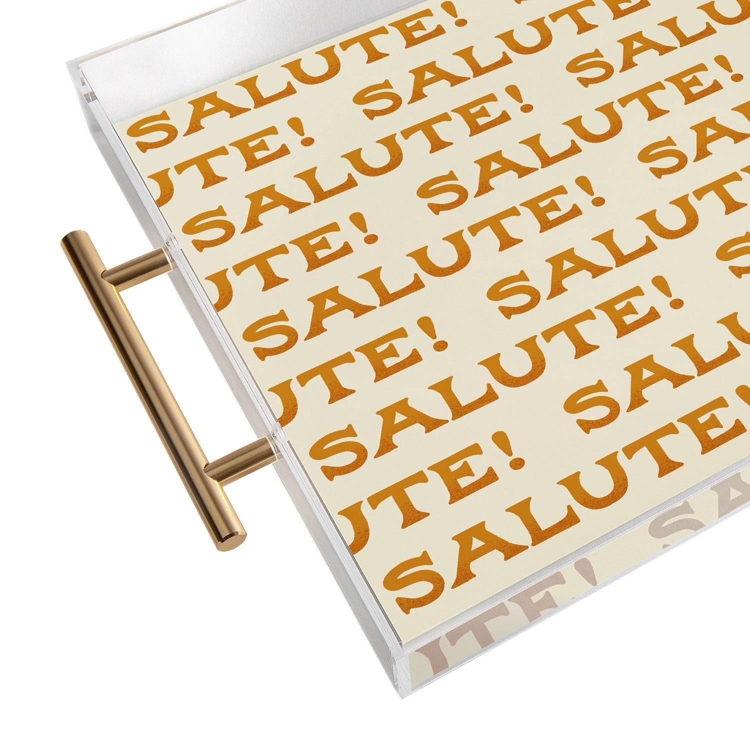 Jessica Molina Salute Gold Pattern on Cream Acrylic Tray