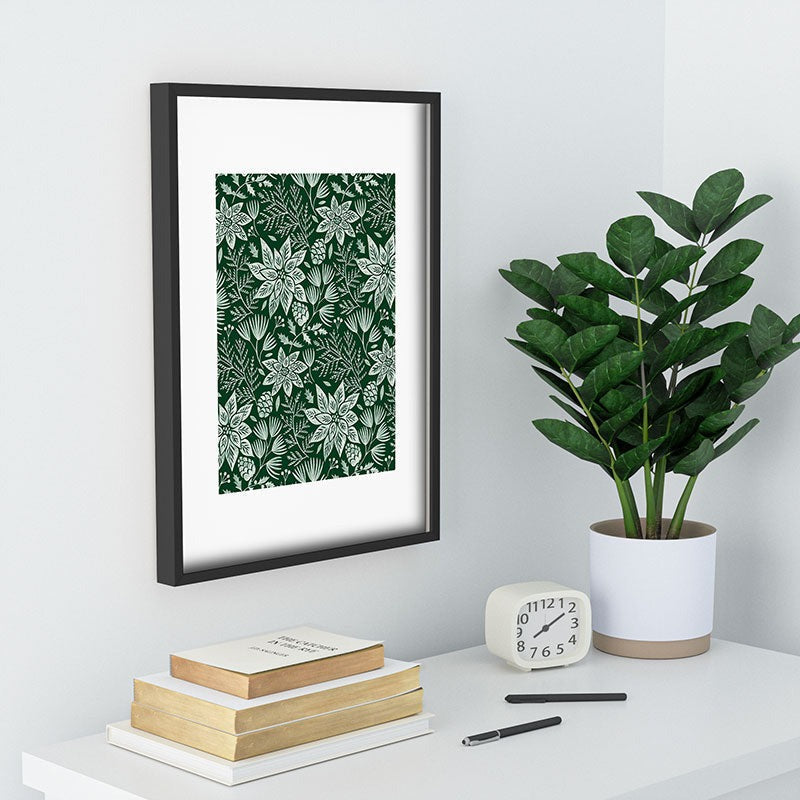 Pimlada Phuapradit Christmas Poinsettia Recessed Framing Rectangle