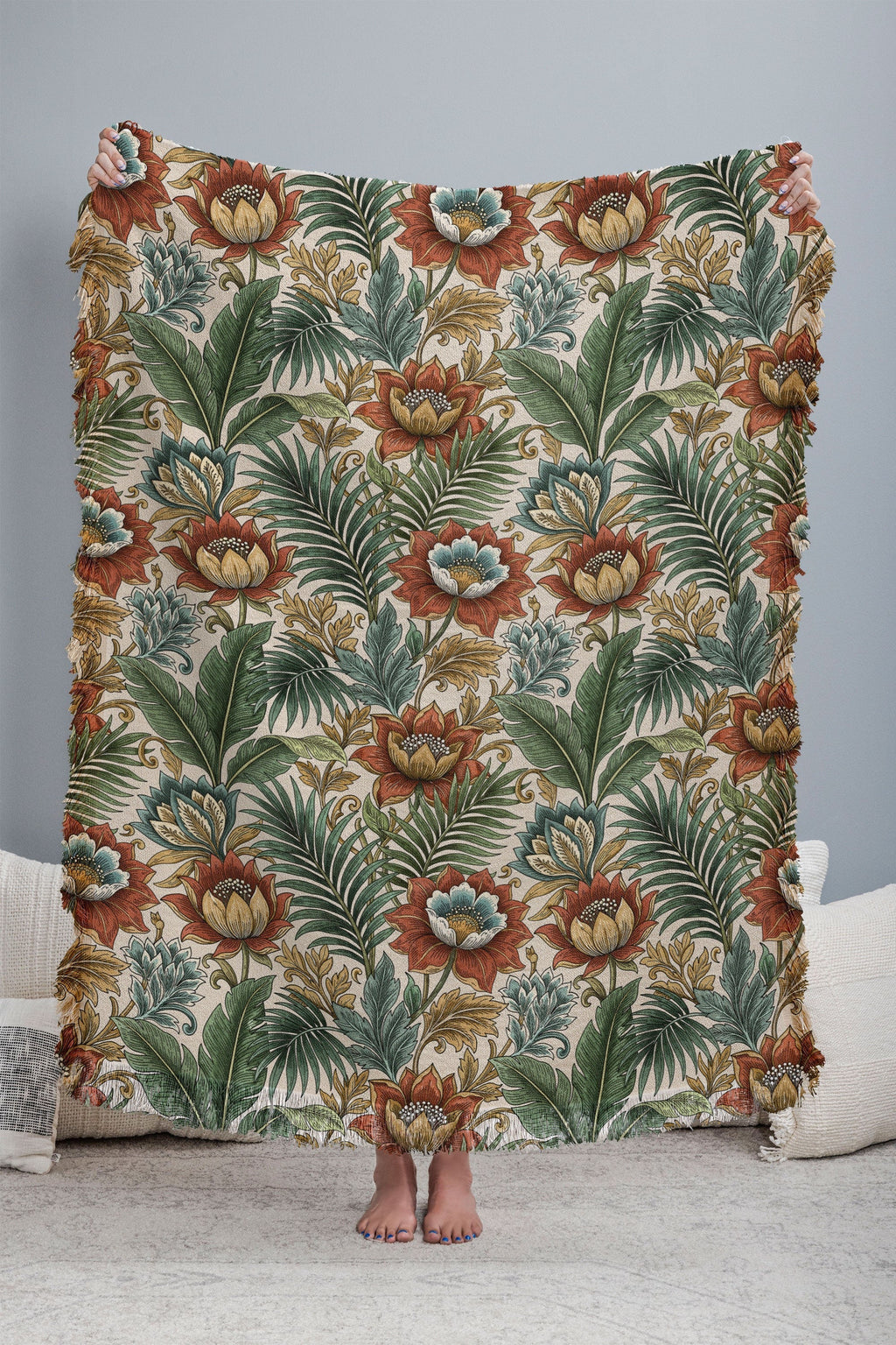 Marta Barragan Camarasa Retro Jungle Garden Throw Blanket