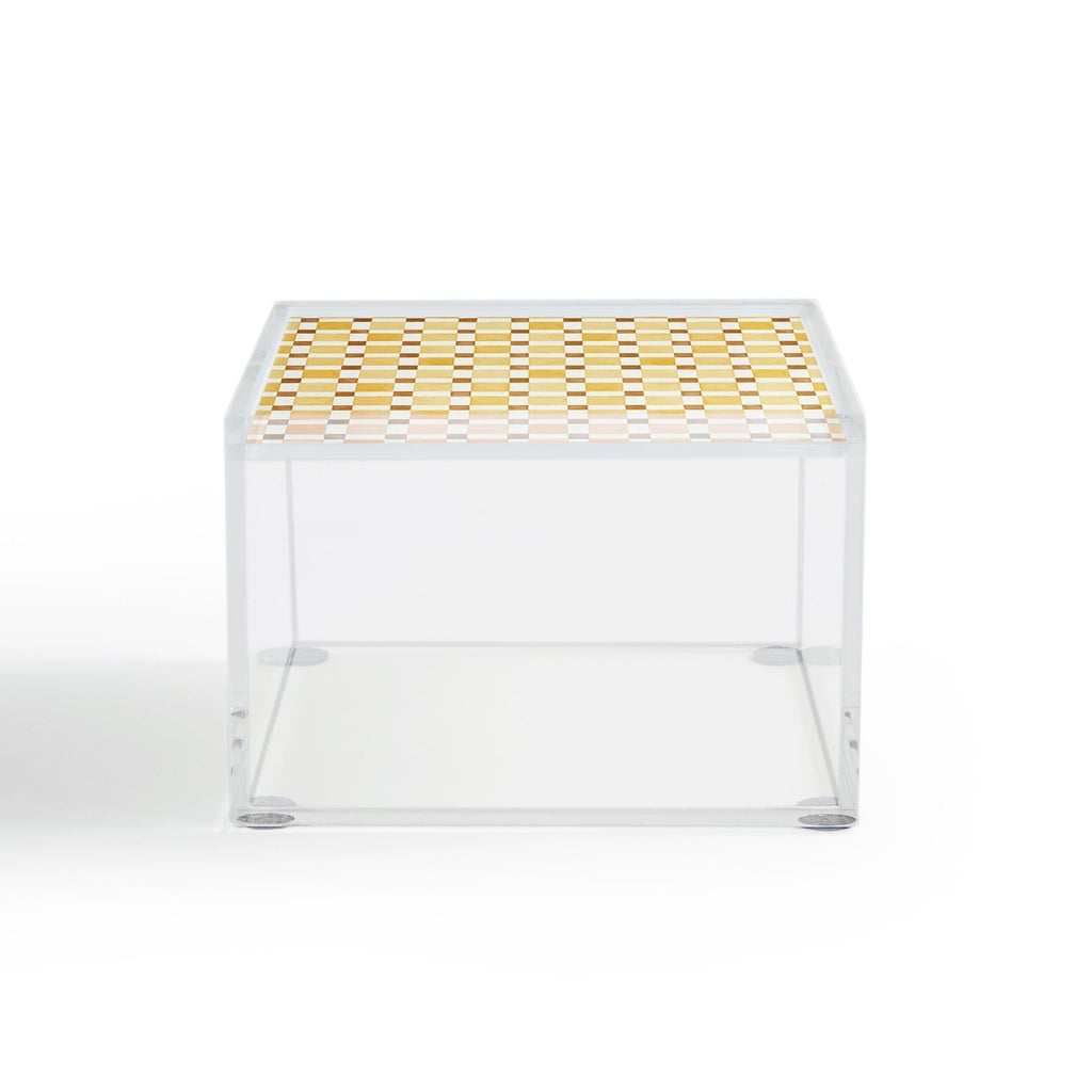 Ninola Design Everyday Artifact Checker Mosaic Tiles Geometry Yellow Acrylic Box