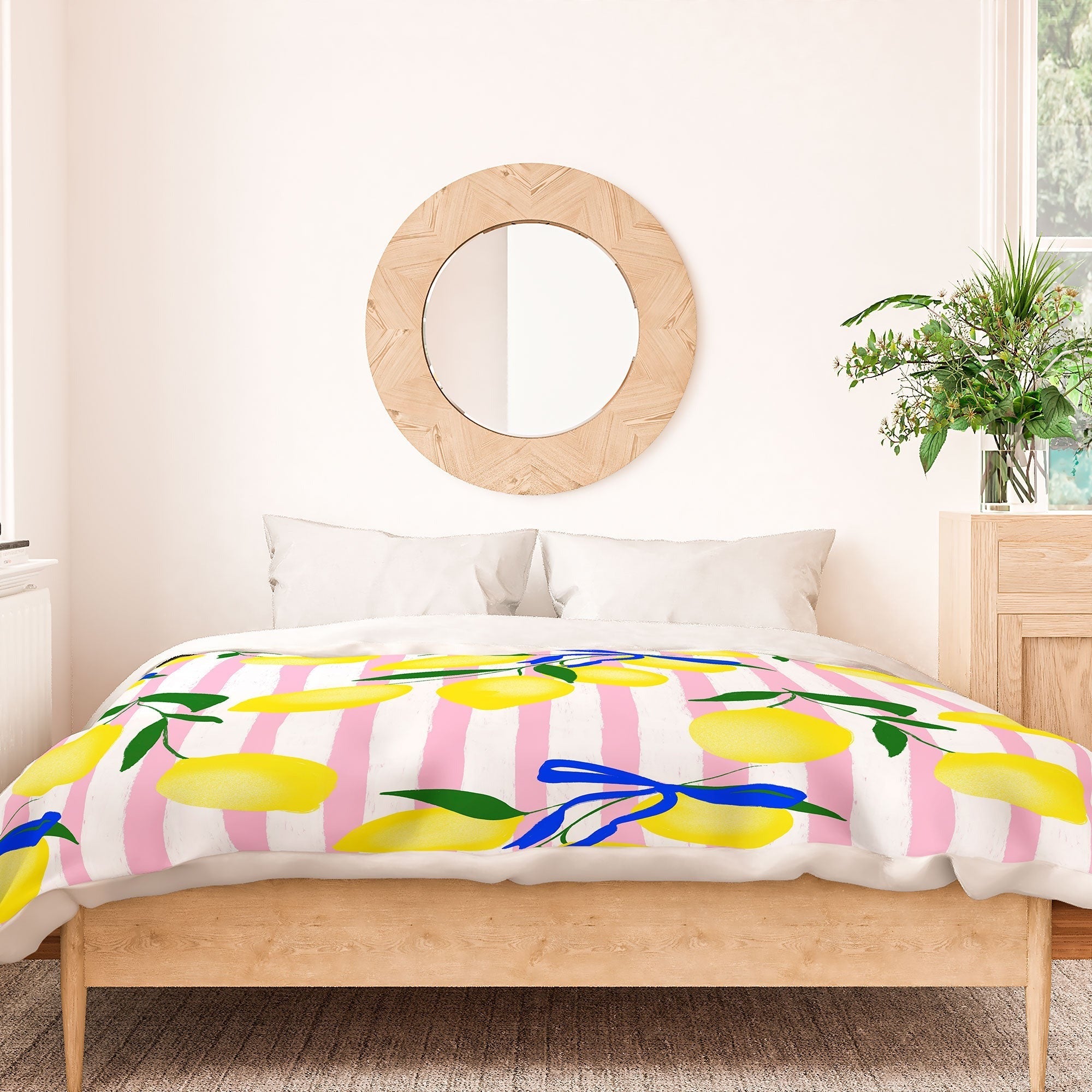 Design by Spark Zesty Lemons and Stripes Duvet Cover