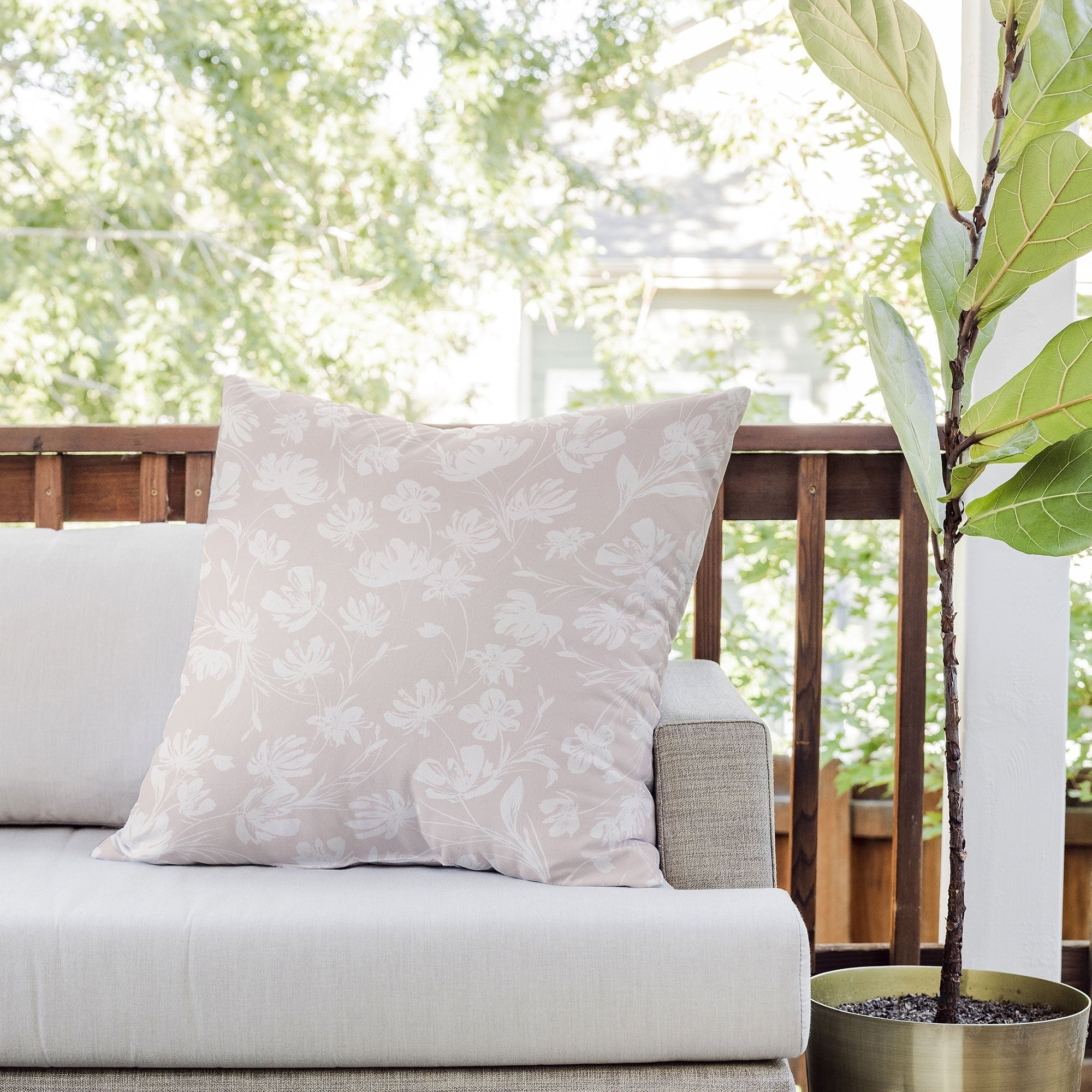 Gabriela Fuente Martine Neutral Outdoor Throw Pillow