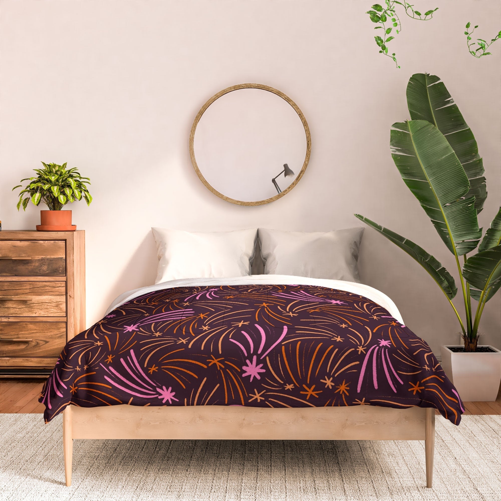 Little Om Pattern Shooting Stars plum Comforter