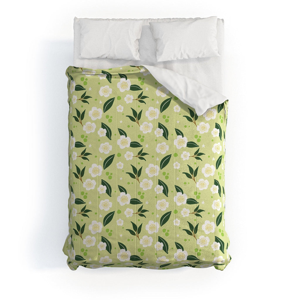 Design by Spark Matcha Tea Florals Comforter