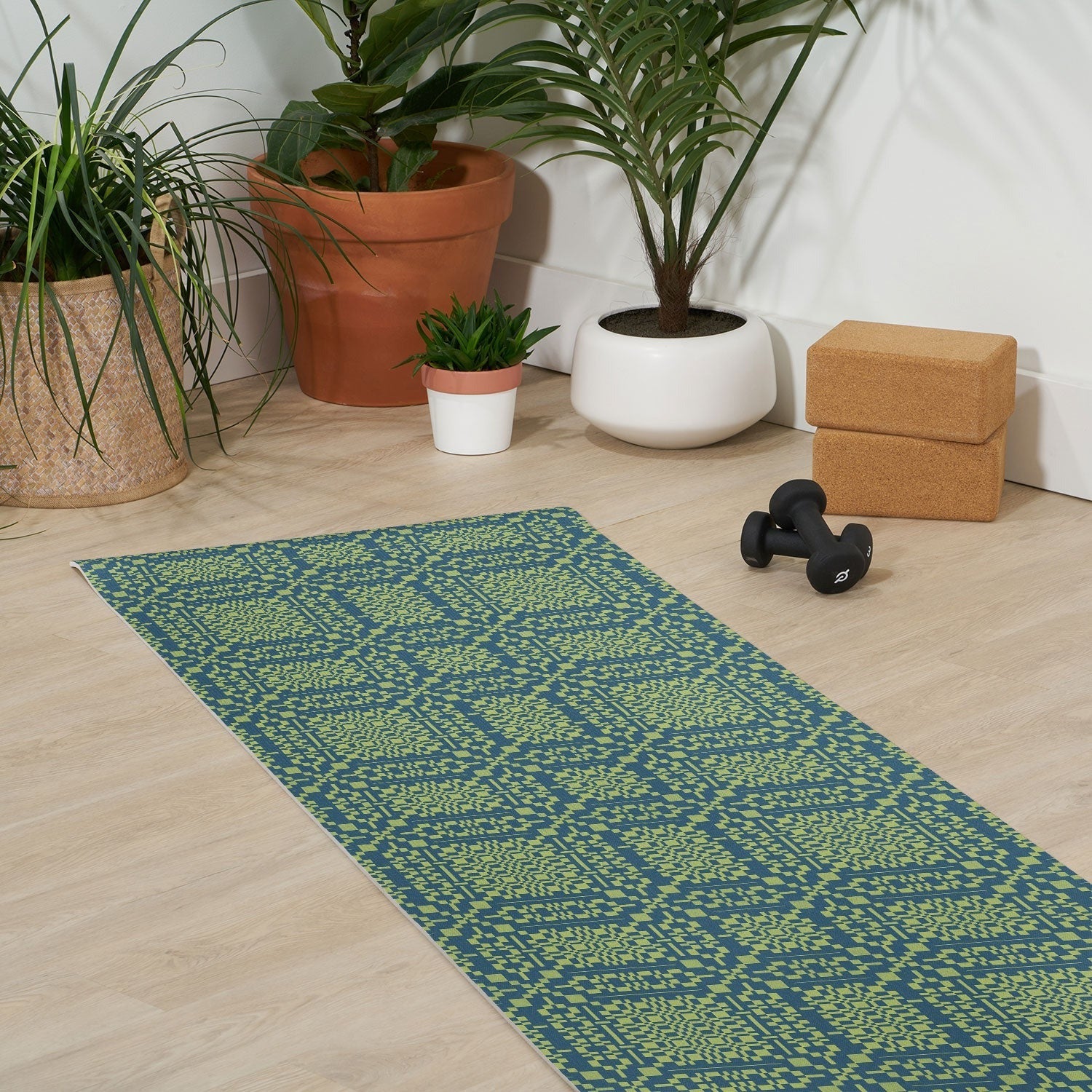 Marta Barragan Camarasa Nostalgic Grid Design Yoga Mat