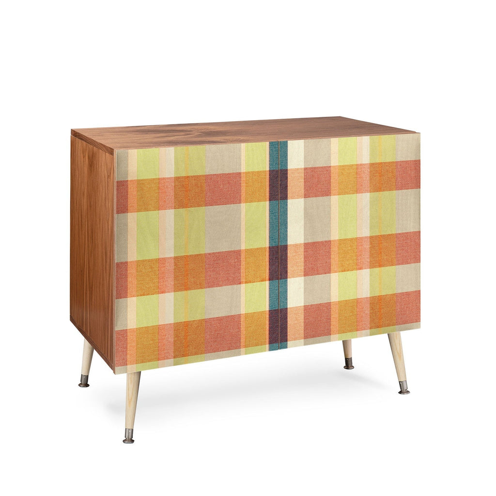 Marta Barragan Camarasa Retro Picnic Plaid Warm Tones Credenza