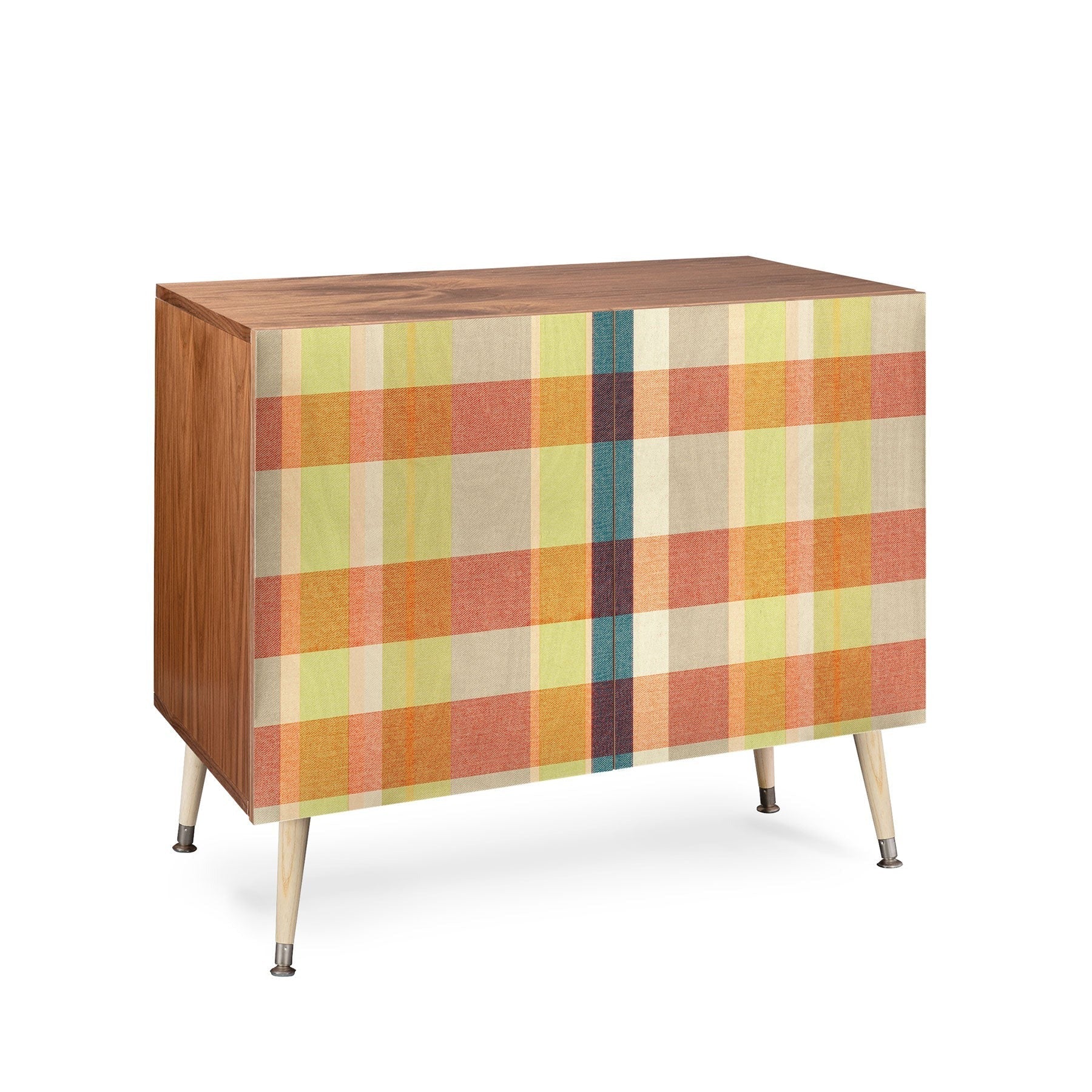 Marta Barragan Camarasa Retro Picnic Plaid Warm Tones Credenza