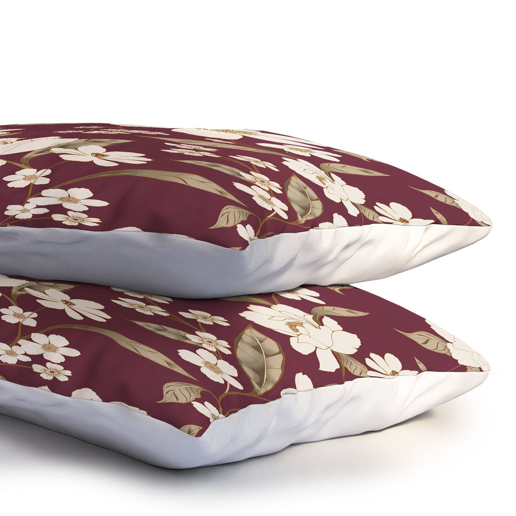 Gabriela Fuente Burgundy Floral Roberta Pillow Shams