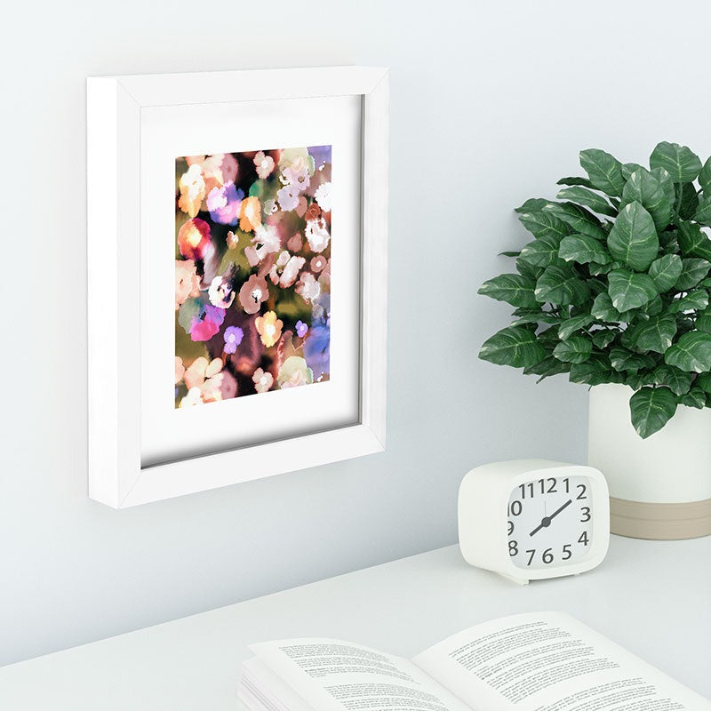 Ninola Design Botanic Retreat Ombre Abstract Watercolor Flowers Pink gold Recessed Framing Rectangle