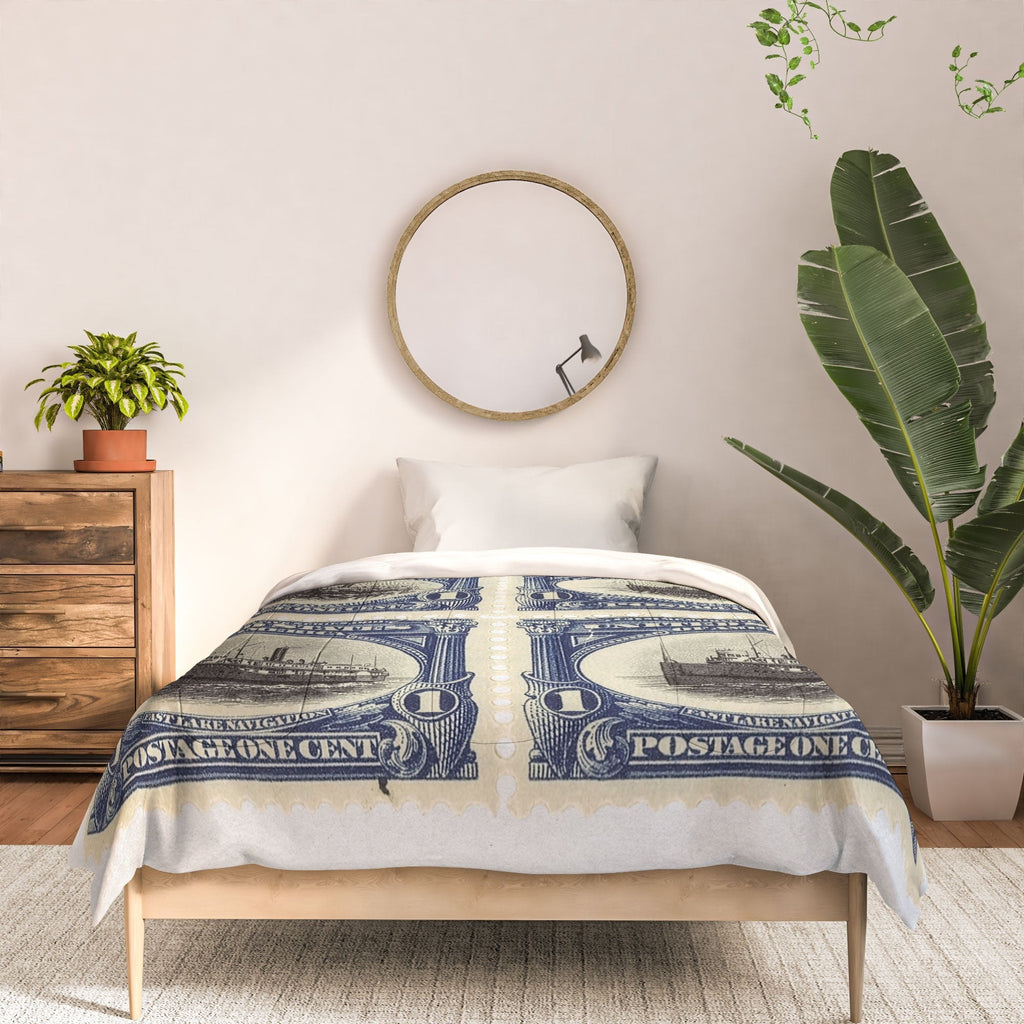 DENY Designs 1901 1c Fast Lake Navigation Stamps Comforter