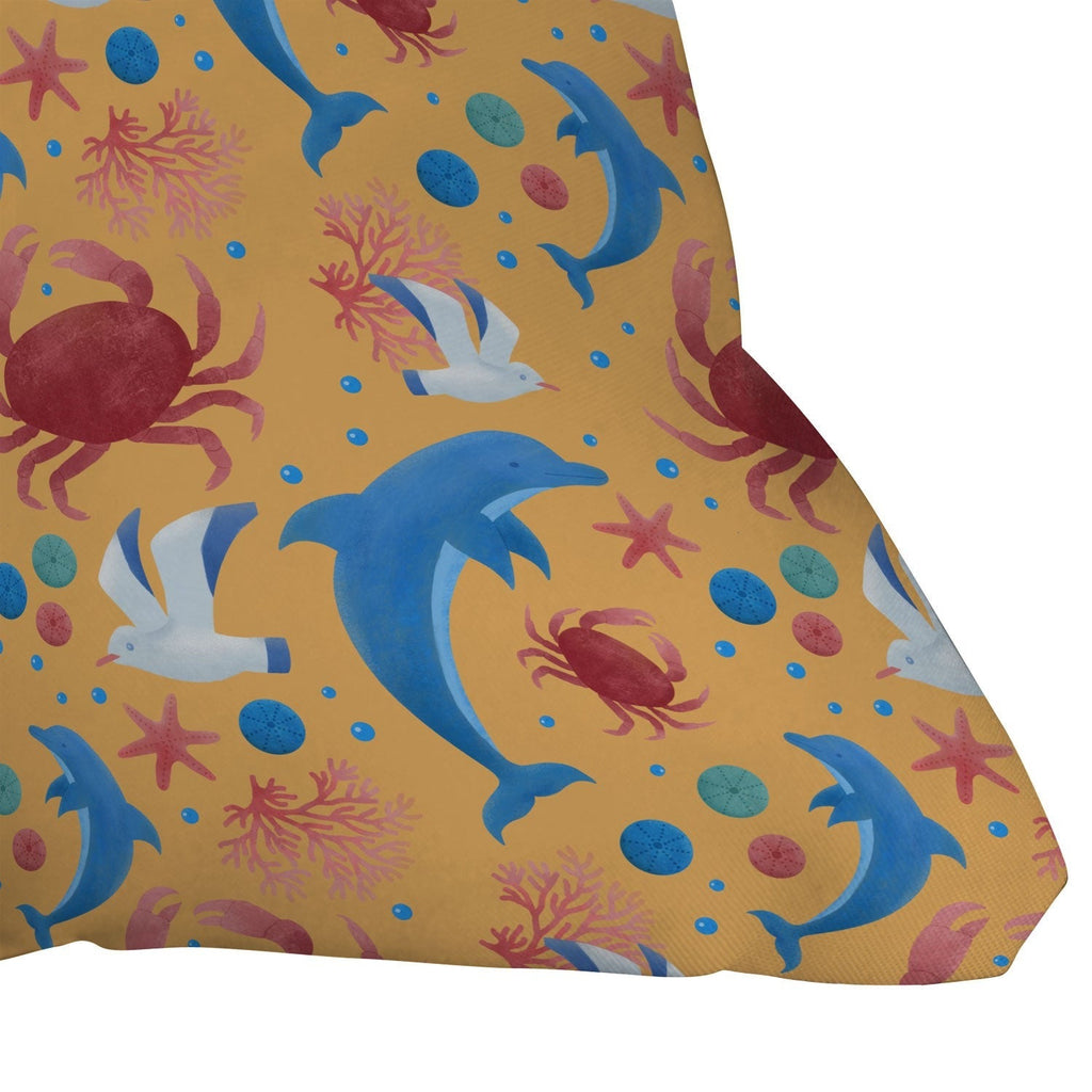 Seta Zakian Sailing Sealife yellow Outdoor Throw Pillow