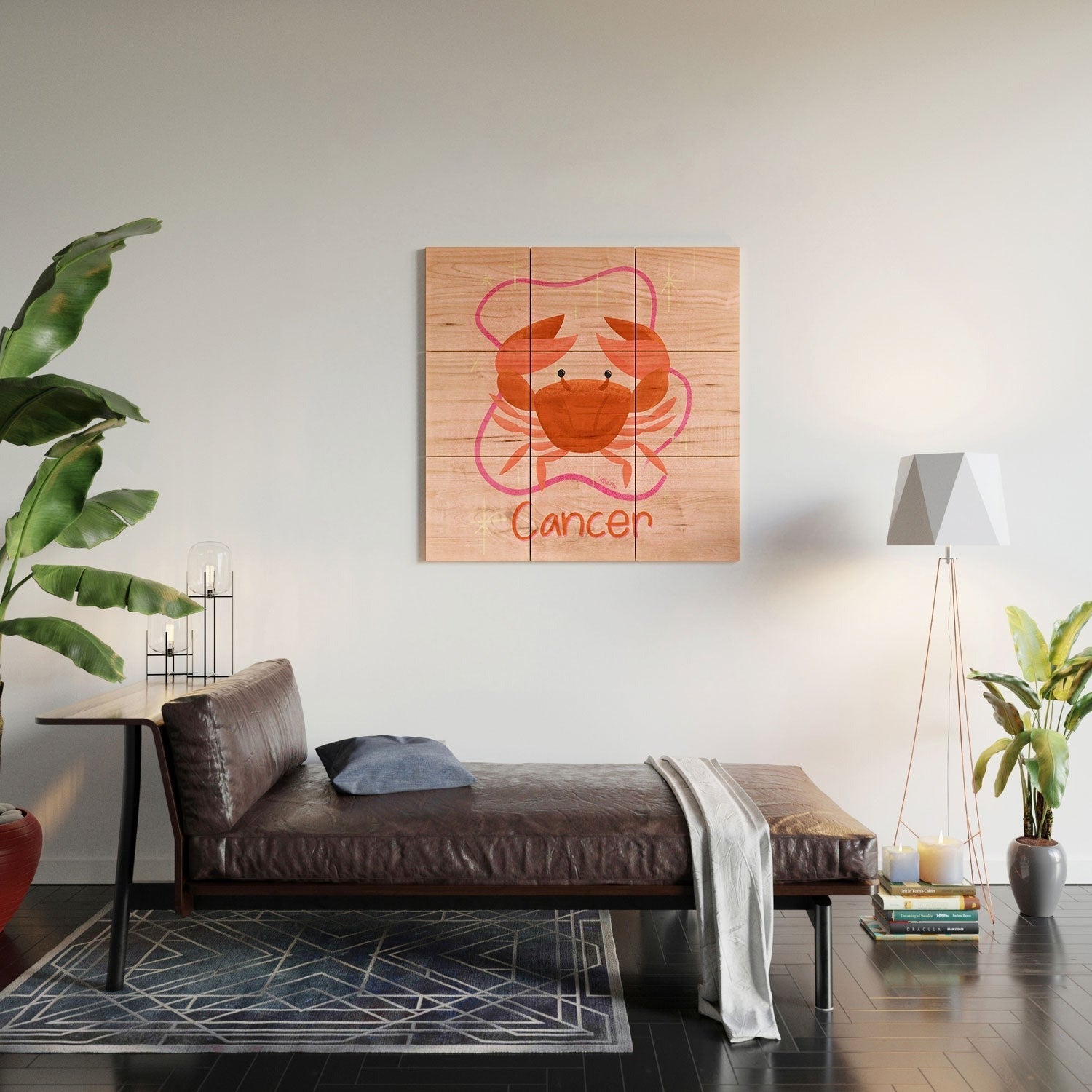 Little Om Zodiac Signs Cancer Wood Wall Mural