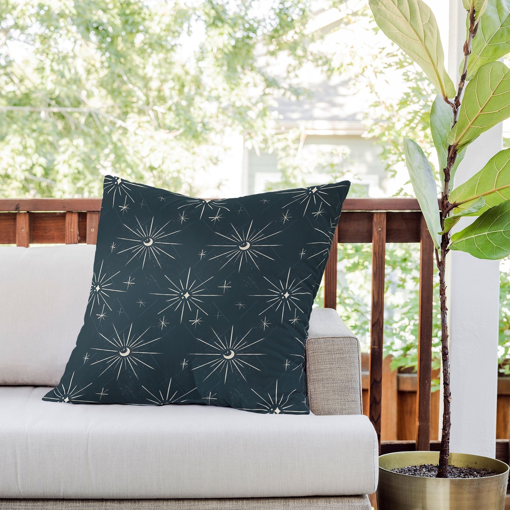 Little Om Pattern Little Moon navy Outdoor Throw Pillow