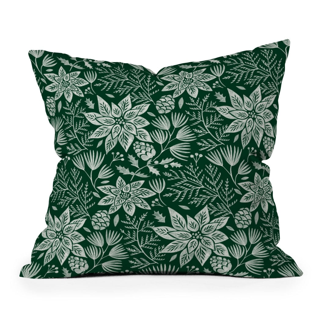 Pimlada Phuapradit Christmas Poinsettia Throw Pillow