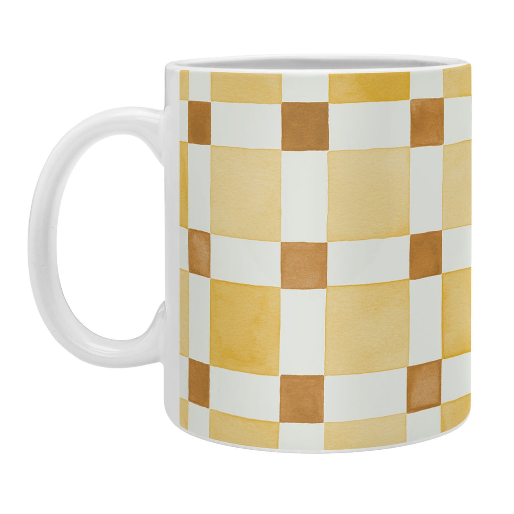 Ninola Design Everyday Artifact Checker Mosaic Tiles Geometry Yellow Coffee Mug