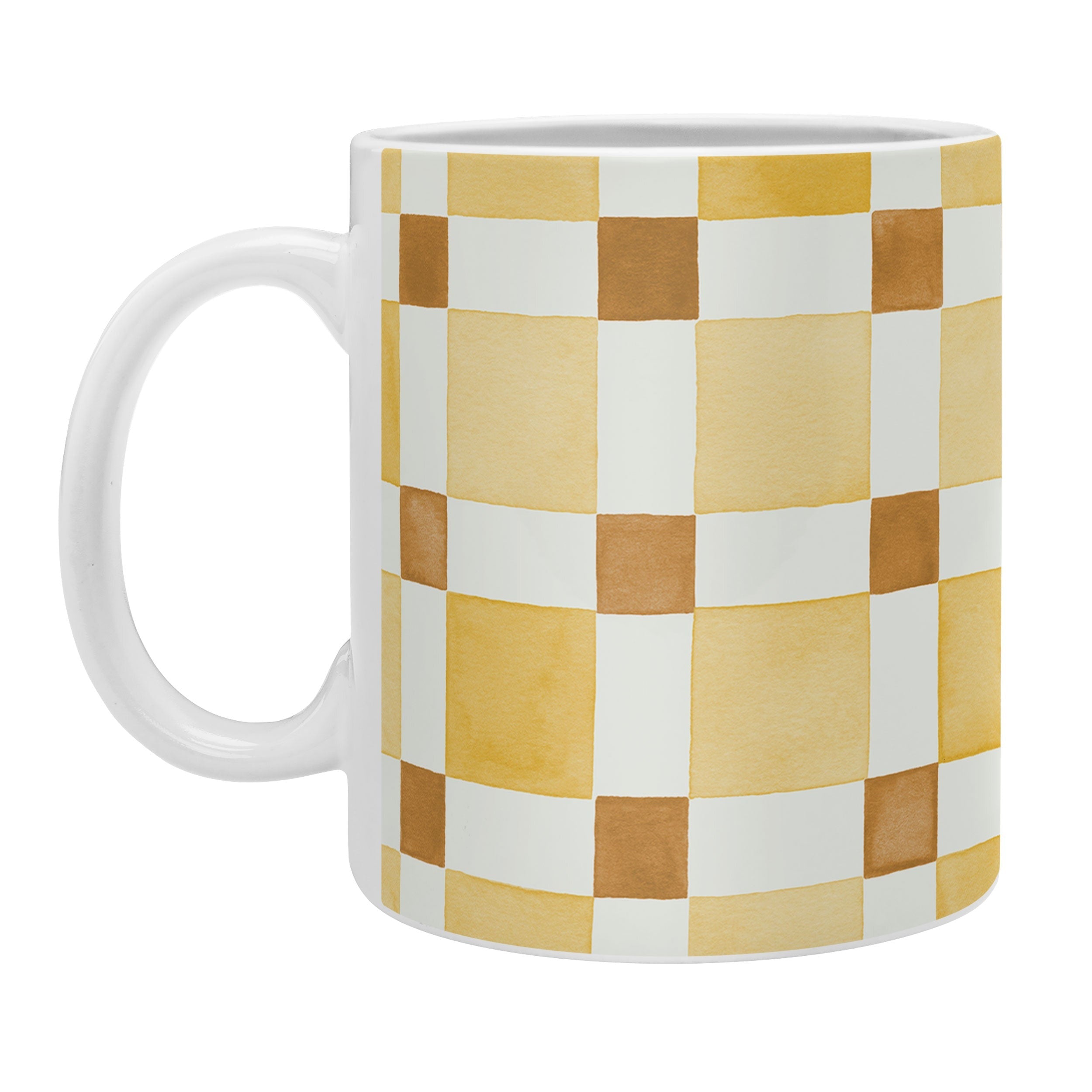 Ninola Design Everyday Artifact Checker Mosaic Tiles Geometry Yellow Coffee Mug