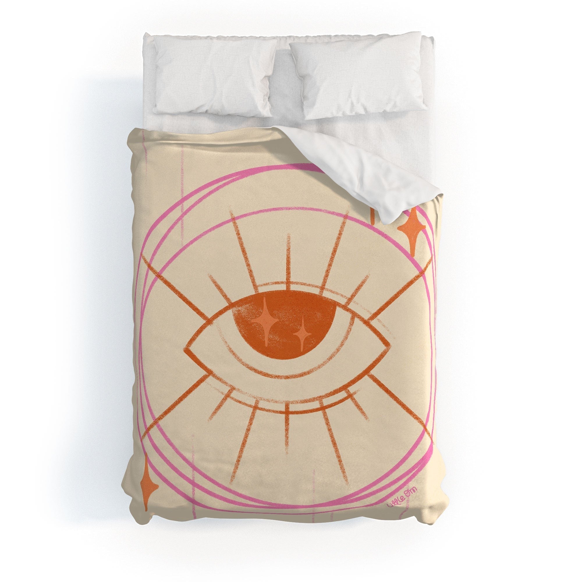 Little Om Celestial Eye cream Duvet Cover